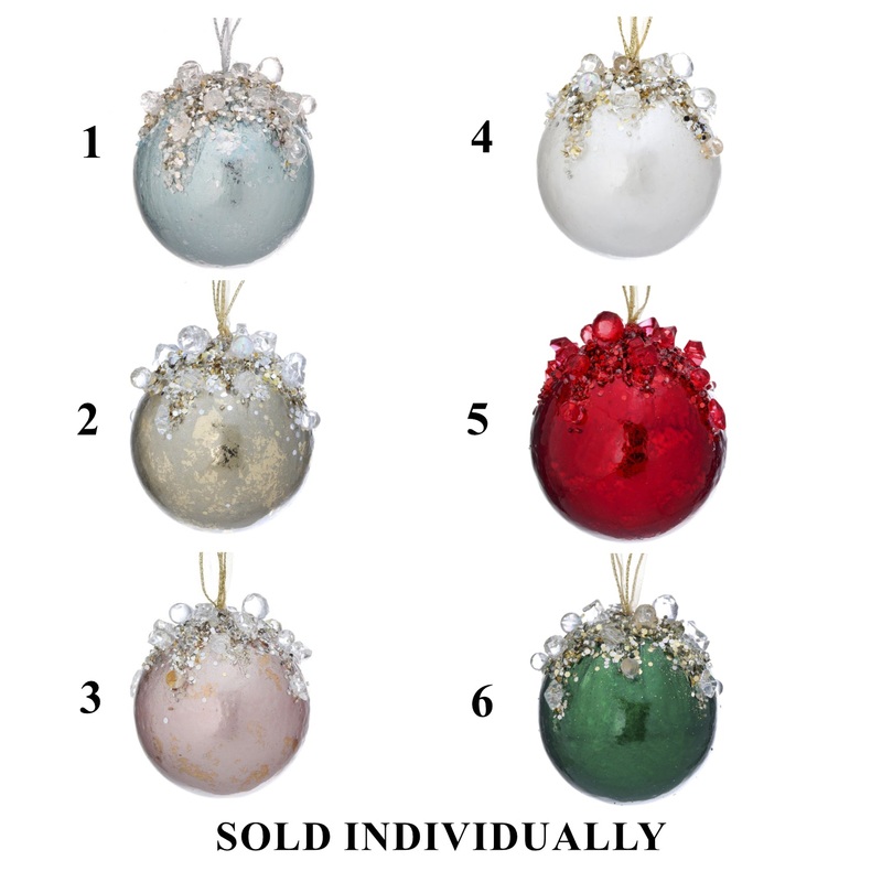 4 Heavy Jeweled Ball Ornament (6 colors – sold individually)