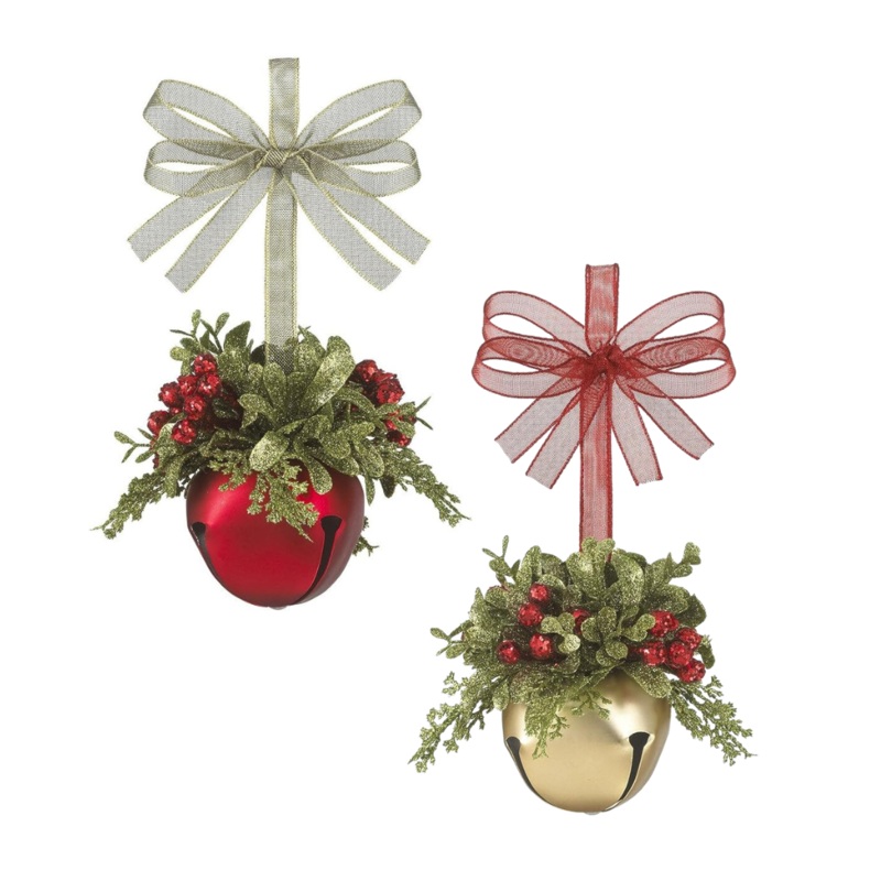 4 Kissing Krystals Mistletoe Sleigh Bell Ornament (2 styles available to choose from) (sold individually)