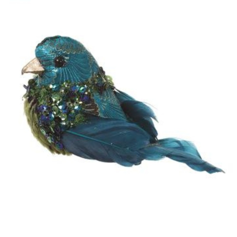 4 Peacock Sequined Bird With Clip
