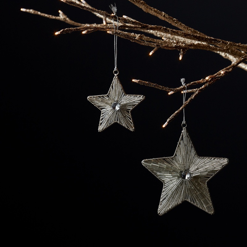 4H or 5.75H Star Ornament Iron/Glass Bead Ornament (sold individually)