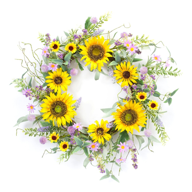 Mixed Sunflower Wreath, 19.25