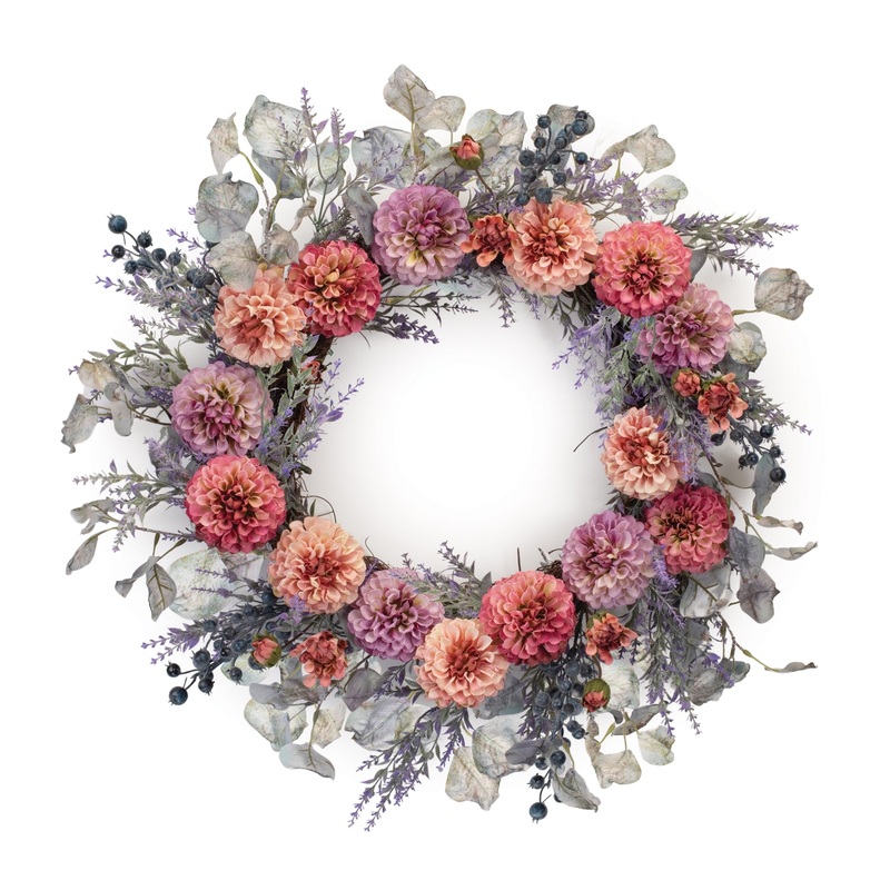 Mixed Zinnia Wreath, 24