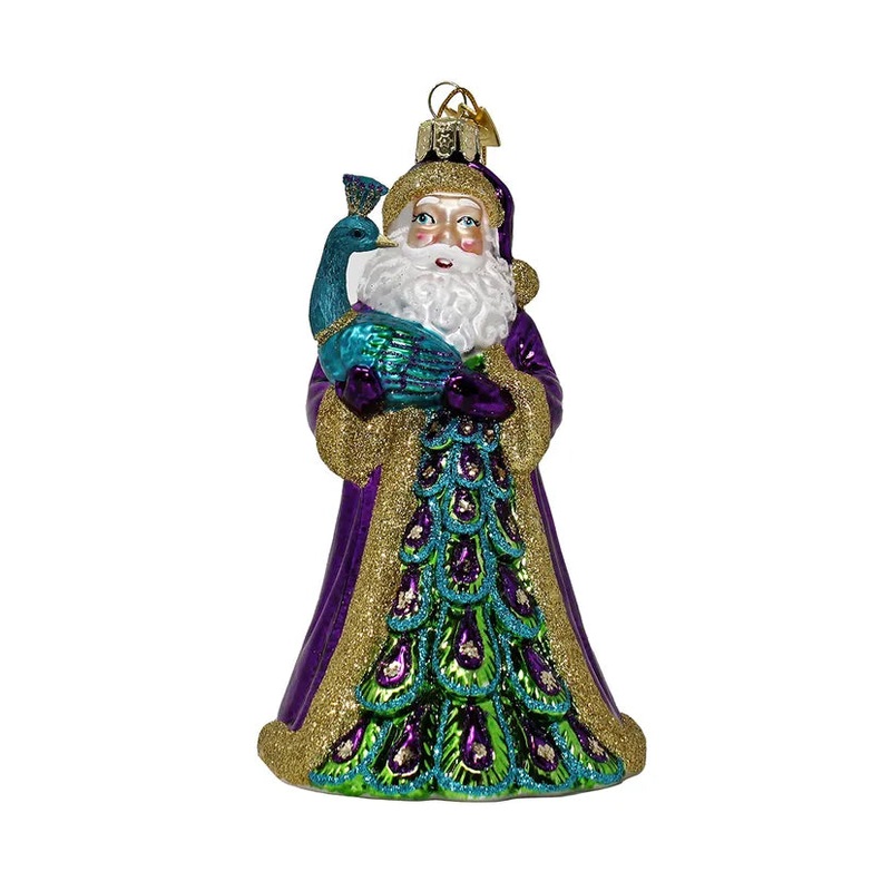 Noble Gems Peacock Santa Ornament