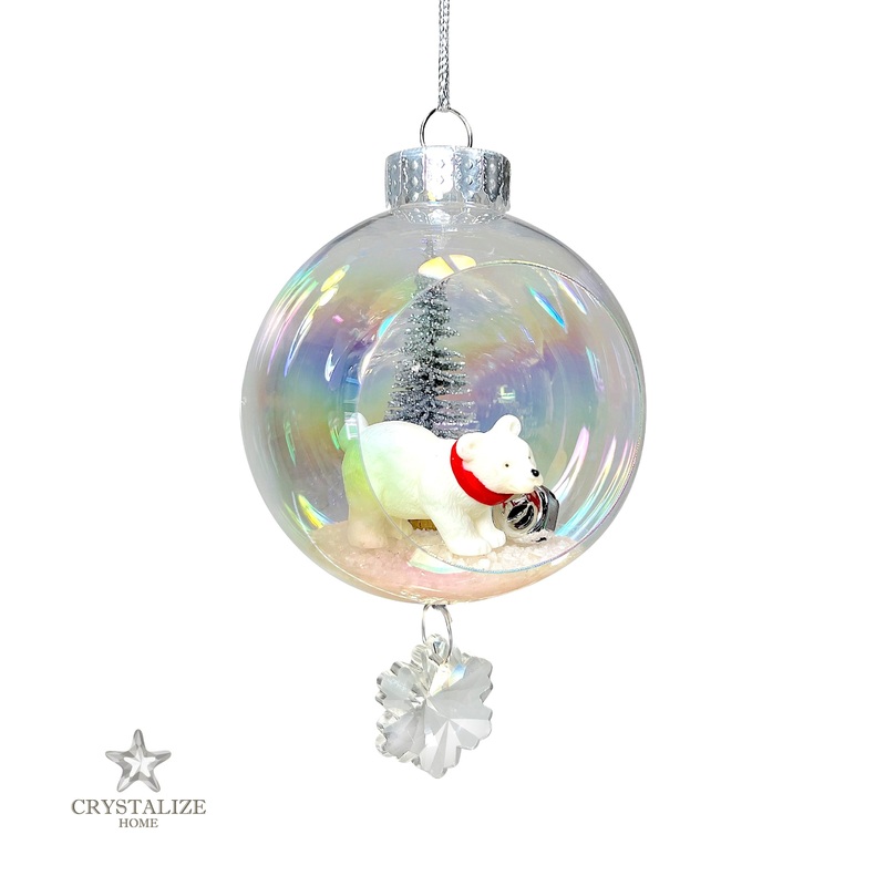 Polar Bear Plastic Ornament with Magnetic Crystal 3 x 7