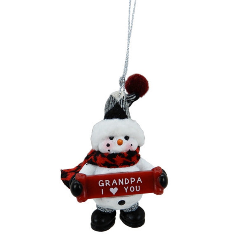 Snowman Grandpa I (heart) You Ornament, 2.5