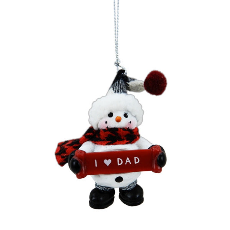 Snowman I (heart) Dad Ornament, 2.5