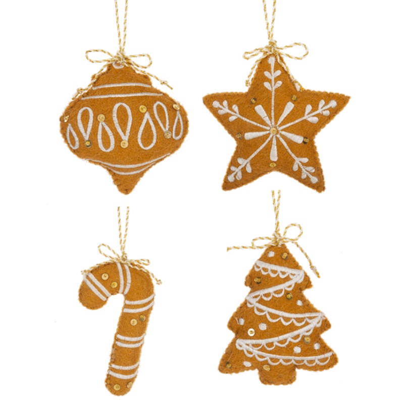 Stitched Gingerbread Cookie Ornament, 4 (4 styles – sold individually)