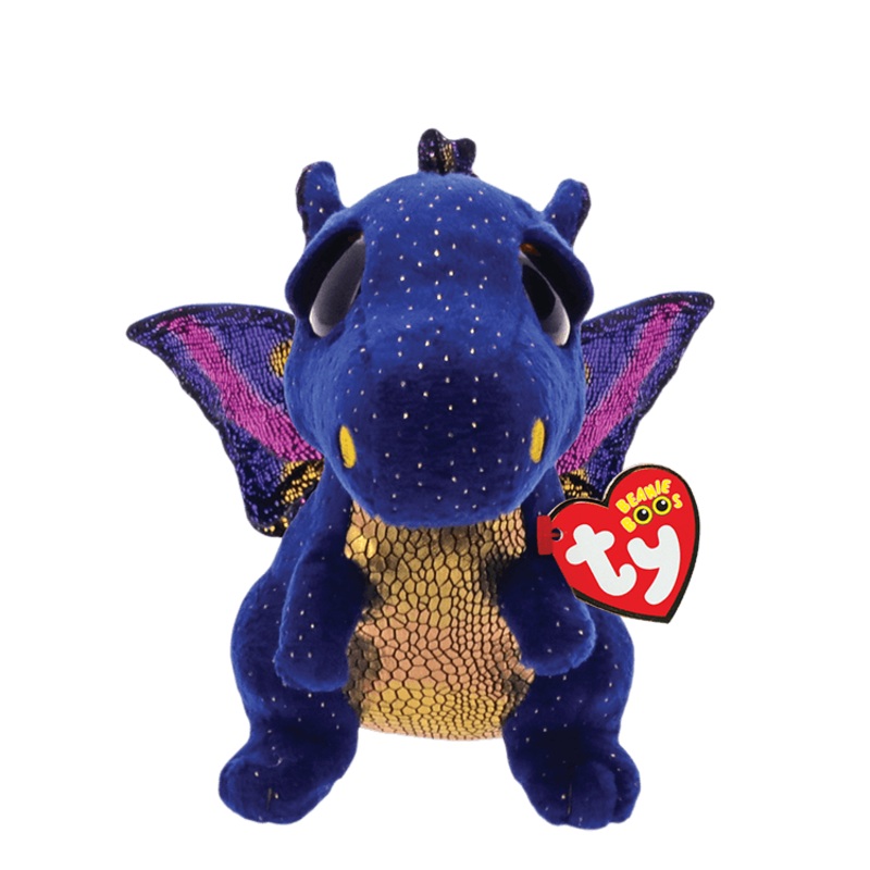 Ty Beanie Boos SAFFIRE – Blue Speckled Dragon (Small, 6)