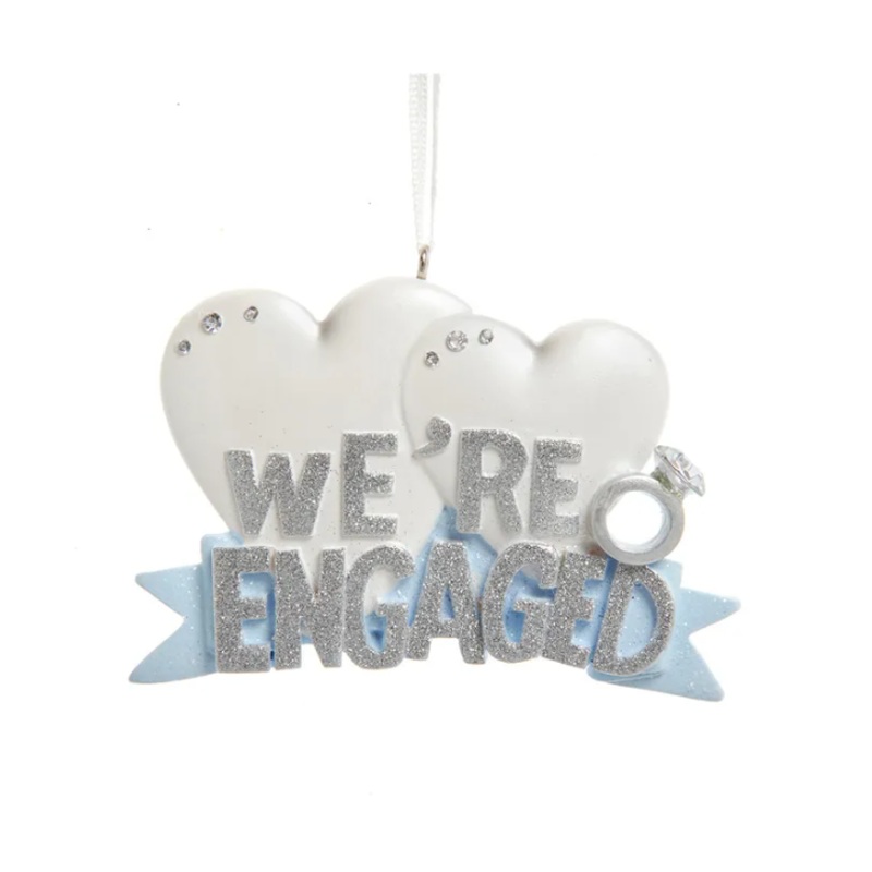 We’re Engaged Hearts Ornament For Personalization