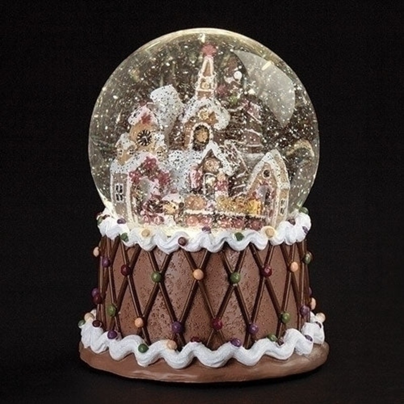 LED Musical Swirl Gingerbread Water Globe, 7