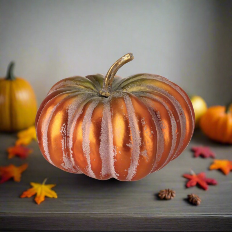 12 Metalic Autumn Latex Pumpkin (Orange/green)