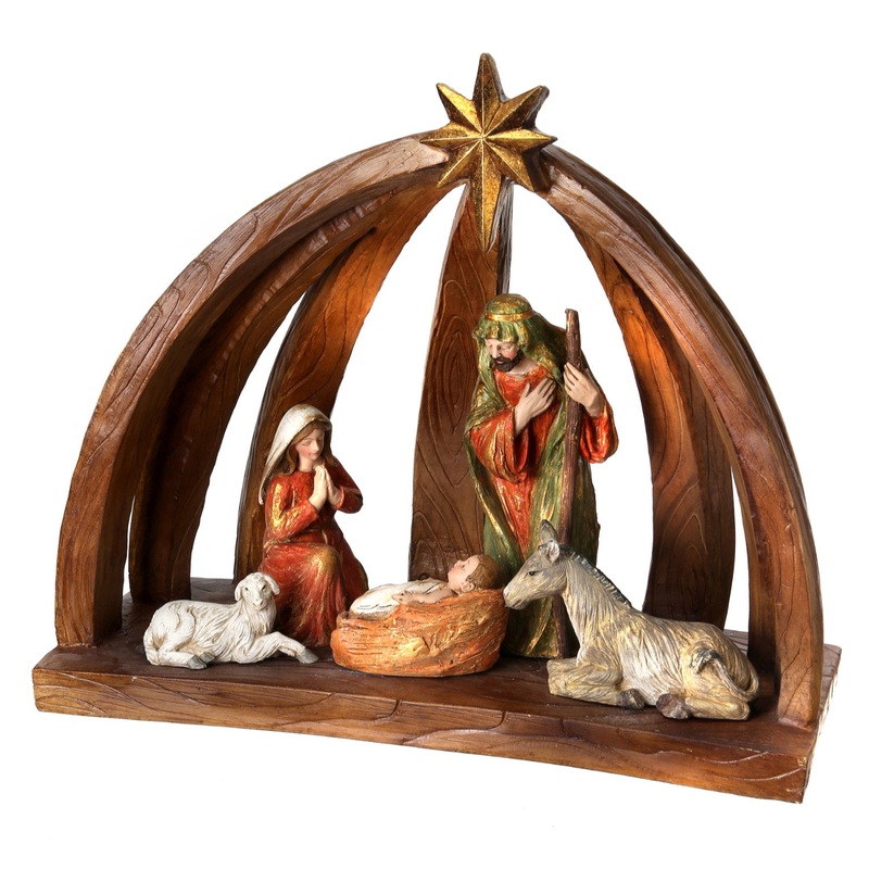 15 Resin Nativity In Arch Cresh w/Star