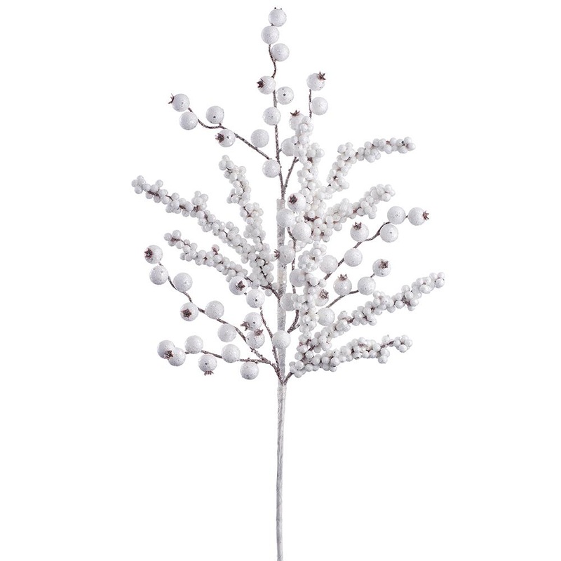 24.5 Glittered Berry Spray (White)