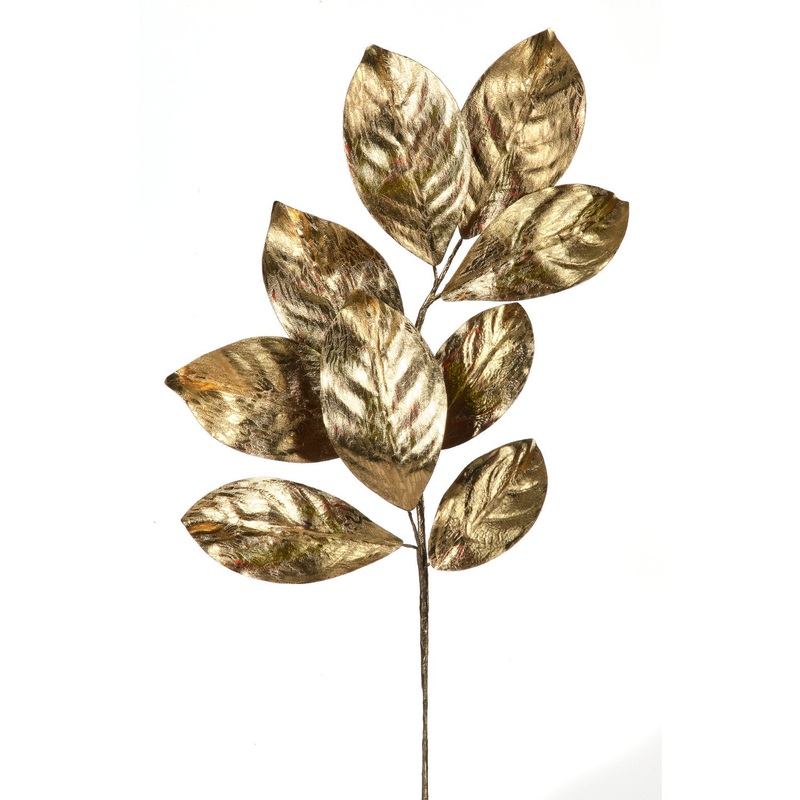 24 Metallic Magnolia Leaf Spray (Gold)