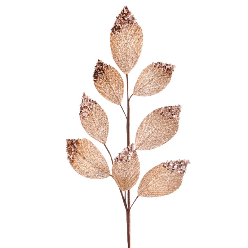26 Glitter/Sequin Tip Beach Leaf Spray