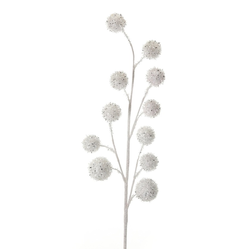 26 Glitter Tinsel Ball Spray (White)
