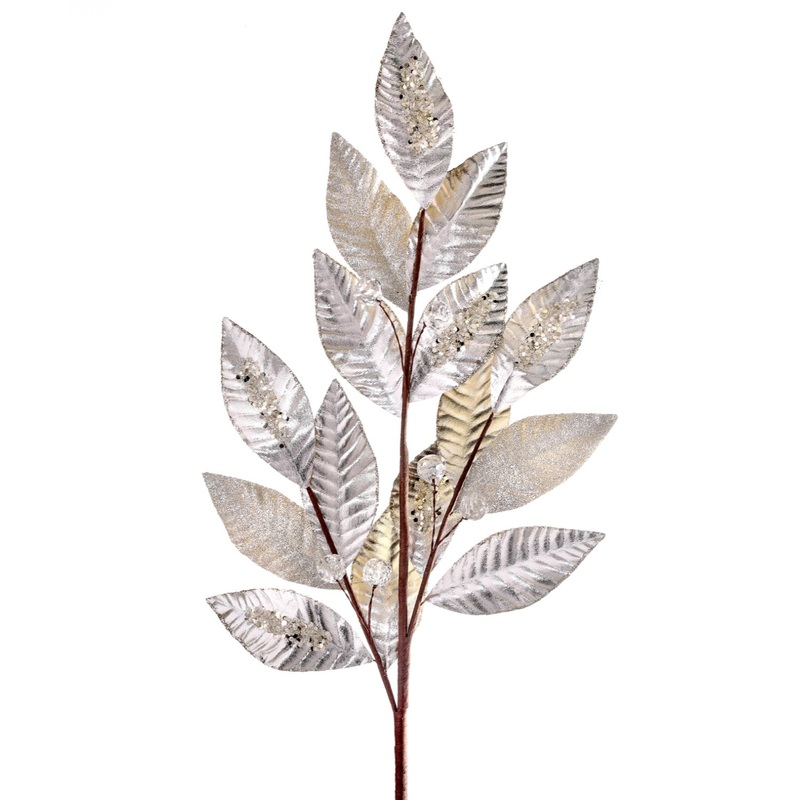 28 Metallic/Beaded Aspen Leaf Spray
