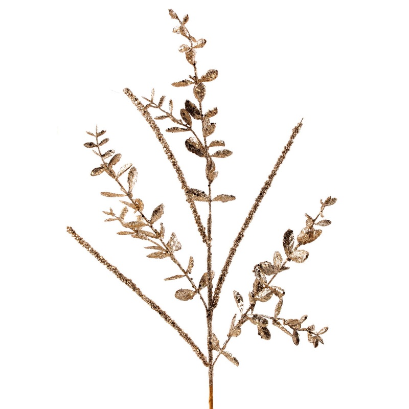 29 Glitter/Sequin Boxwood Berry Stick Spray