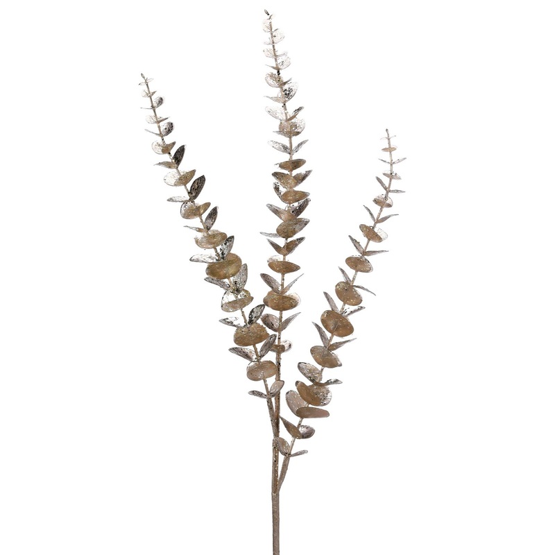 36 Gilded Glitter Eucalyptus Spray (Platinum)