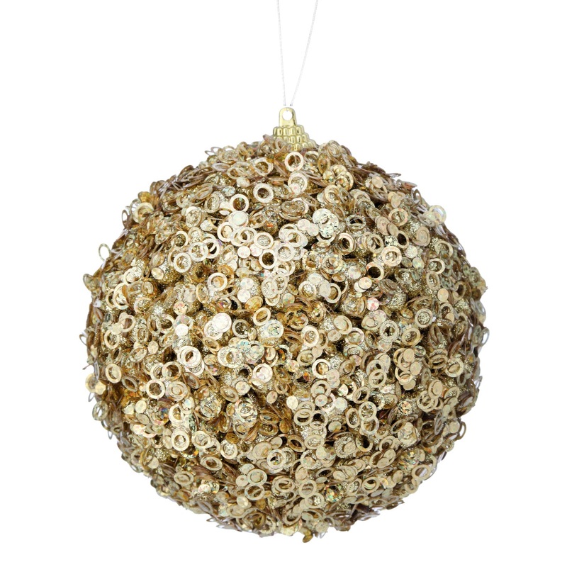 4.5 Glamour Sequin Ball Ornament (Gold)