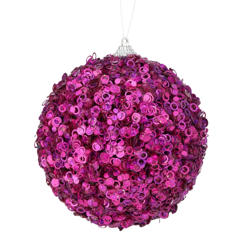 4.5 Glamour Sequin Ball Ornament (Pink)