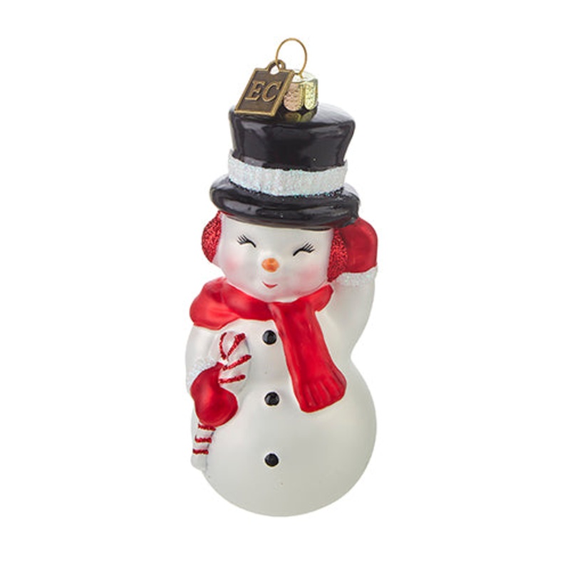 4.5 Snowman Blow Mold Glass Ornament