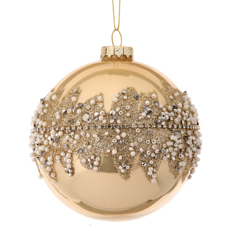 4 Glass Opulent Pearl Encrust Ball Ornament