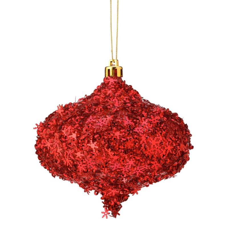 4 Metallic Snowflake Onion Ornament (Red)