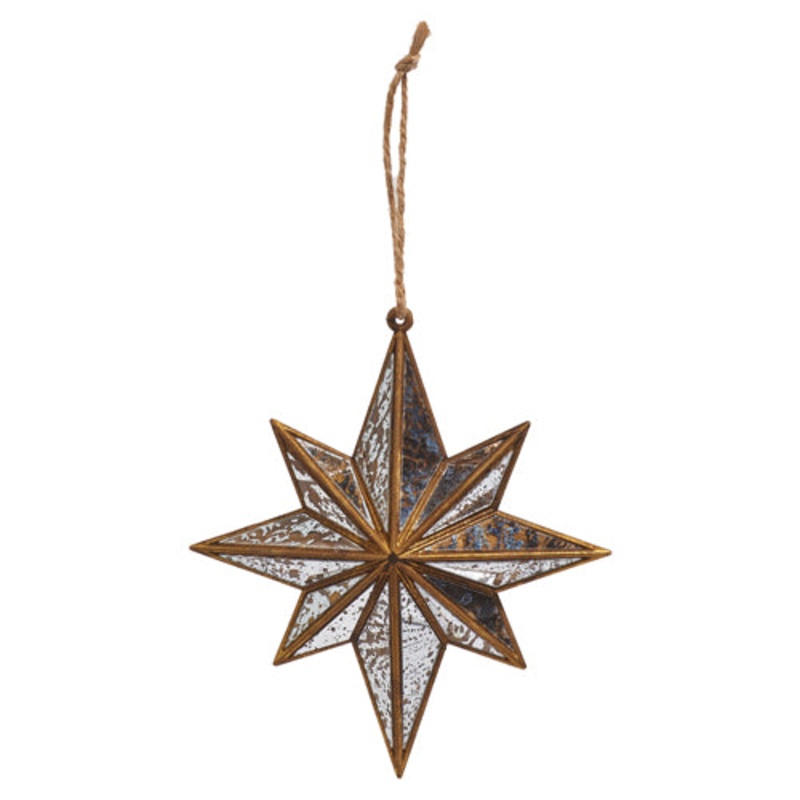 5.5 Distressed Mirrored Star Ornament