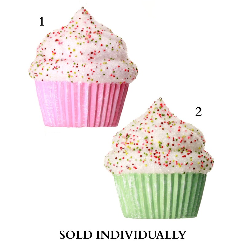 5.5 Plastic Cupcake Sprinkles Ornament (2 Styles – Sold Individually)
