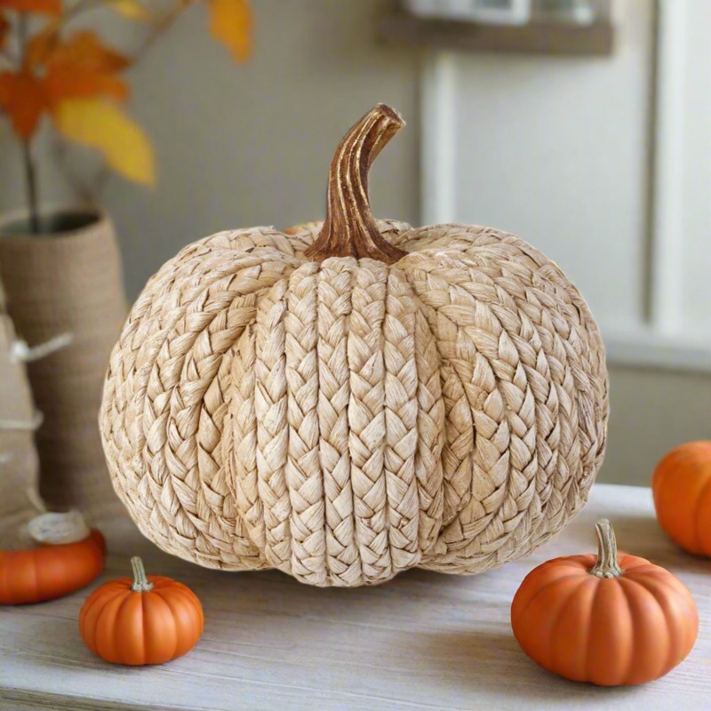 8 Resin Rattan Weave Pumpkin