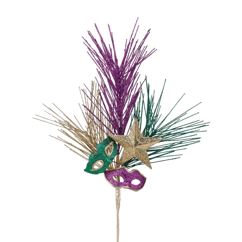 Glitter W/ Jewel Mardi Gras Mask Pick, 9