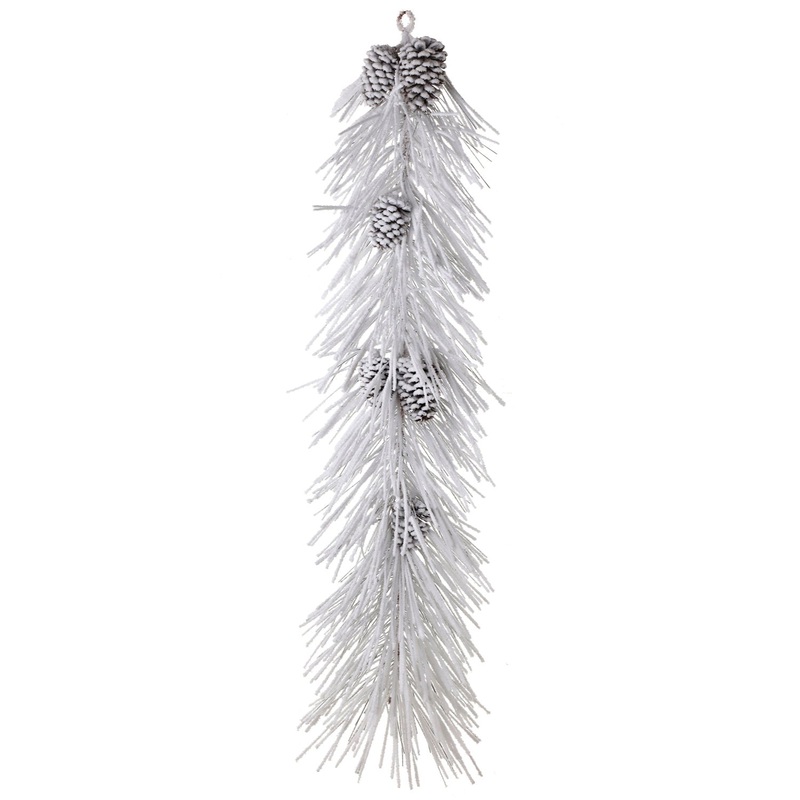 Snowy Pine Garland W/ Frosted Pine Cones, 48