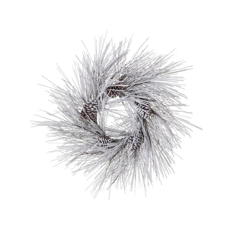 Snowy Pine Wreath W/ Frosted Pine Cones, 24