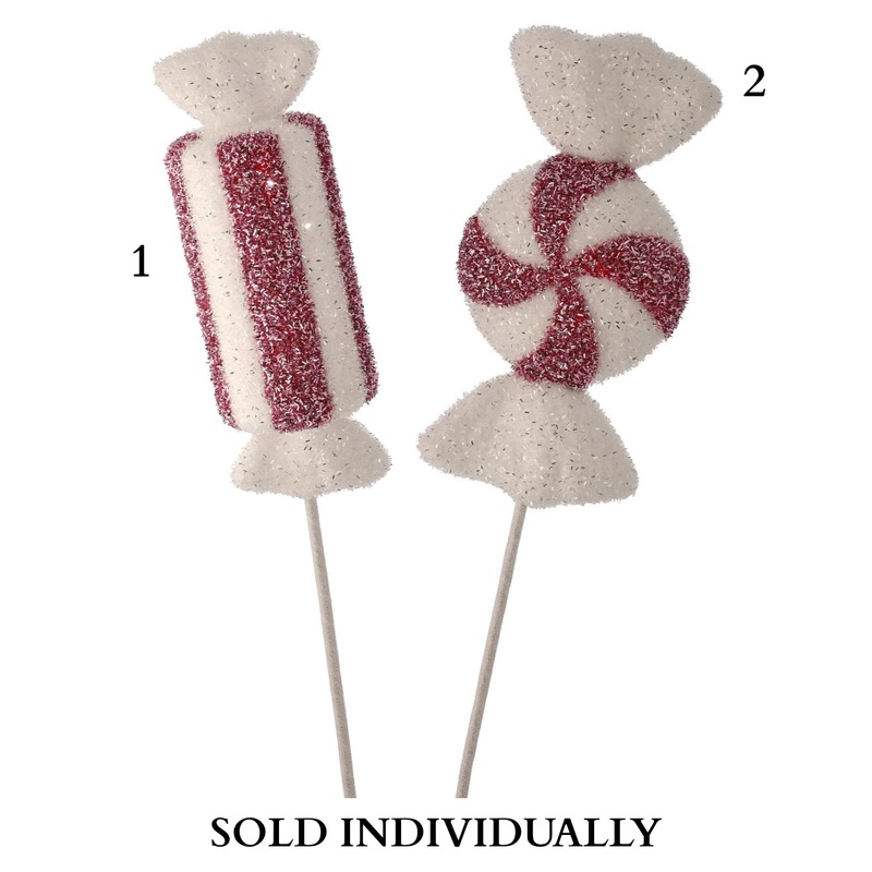 26 Glitter Sweets Candy Stems (Pink/White) (2 Styles – Sold Individually)