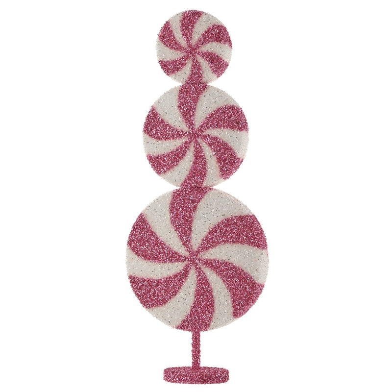 26 Tinsel Glitter Foam Peppermint Stack (Pink/White)