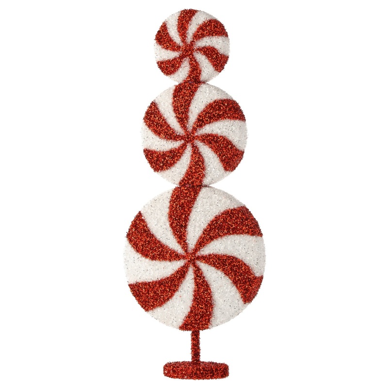 26 Tinsel Glitter Foam Peppermint Stack (Red/White)