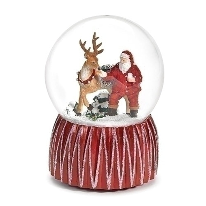 6.5H Musical Santa w/Deer Water Globe