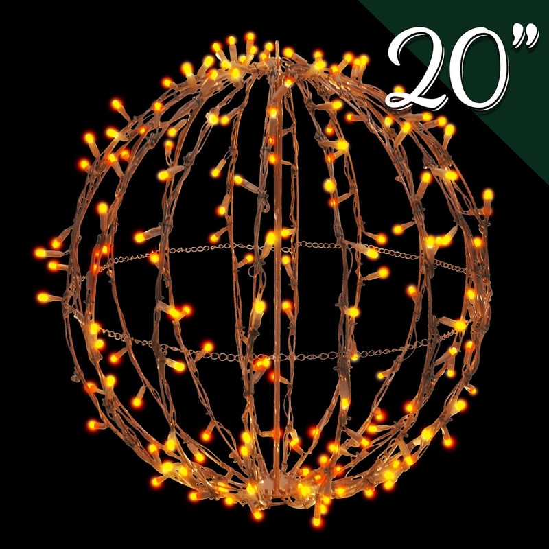 LED 3D Foldable Brown Sphere, 200 Lights, 20 (Orange)