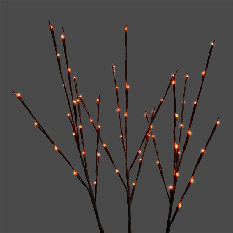 LED Orange Twig Light Stems, 60 Lights, 32 (Set of 3)