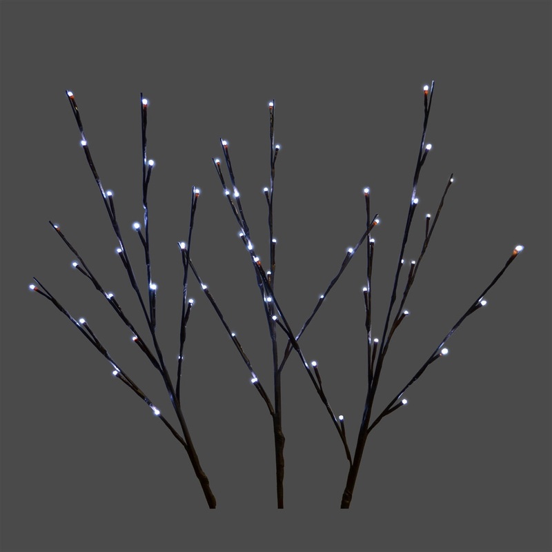 LED Pure White Twig Light Stems, 60 Lights, 32 (Set of 3)