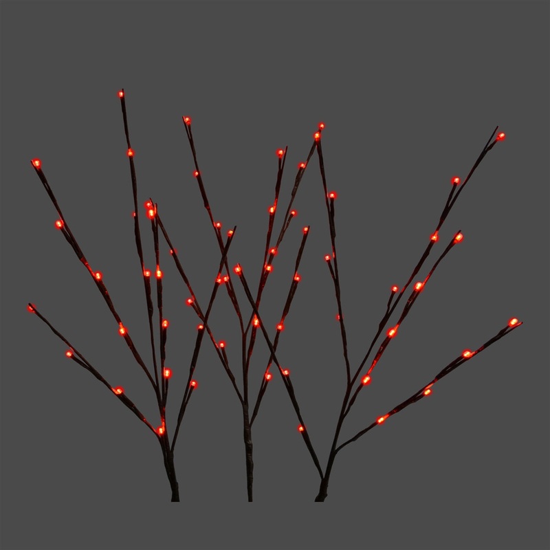 LED Red Twig Light Stems, 60 Lights, 32 (Set of 3)