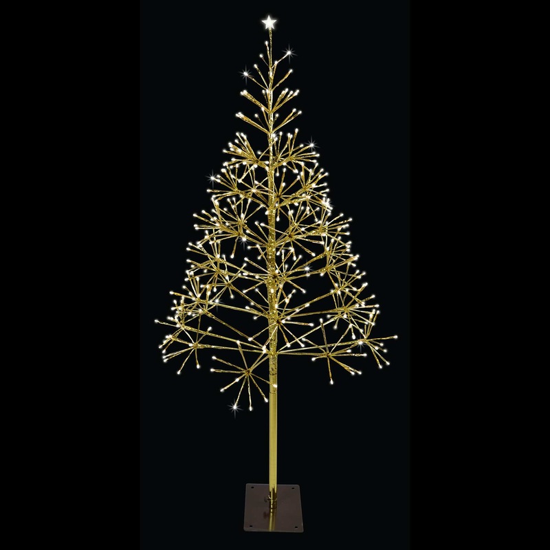 LED Shimmering Warm White Tree, 380 Lights, 4.5′ (Gold Twinkle)