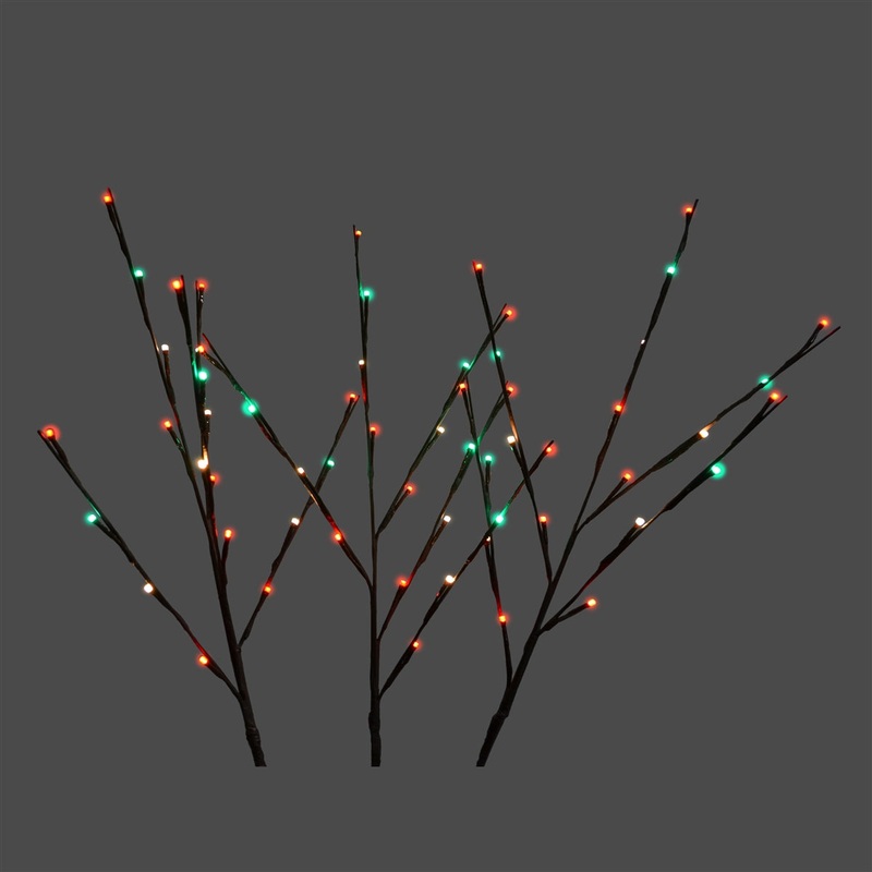 LED Traditional Multi Twig Light Stems, 60 Lights, 32 (Set of 3)