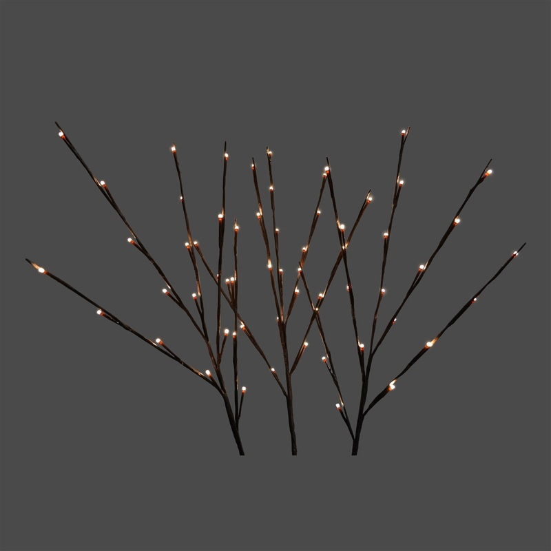 LED Warm White Twig Light Stems, 60 Lights, 32 (Set of 3)