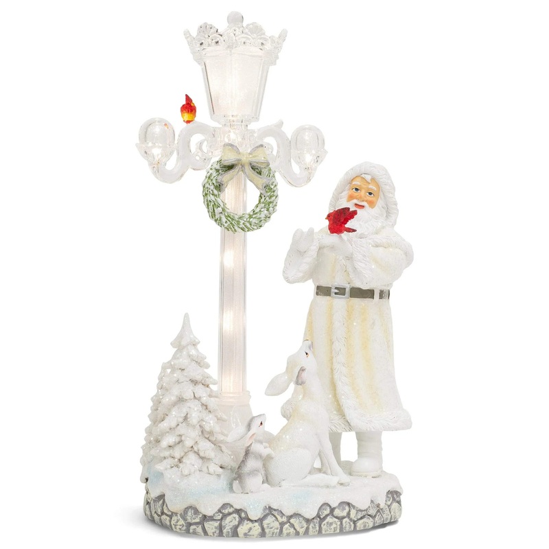 Musical Santa w/ Multicolor LED Light Post, 15.5