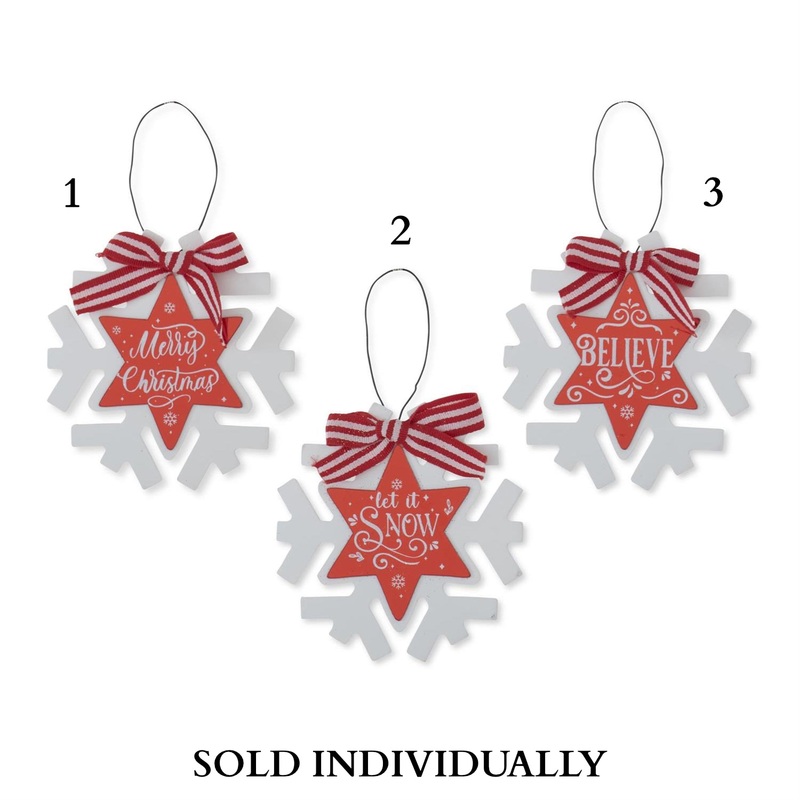 4.5 Holiday Message Snowflake Ornament (3 styles – sold individually)