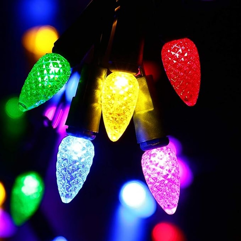 Battery Operated 10′ Multi-Color C6 Christmas Lights – 30 C6 Bulbs