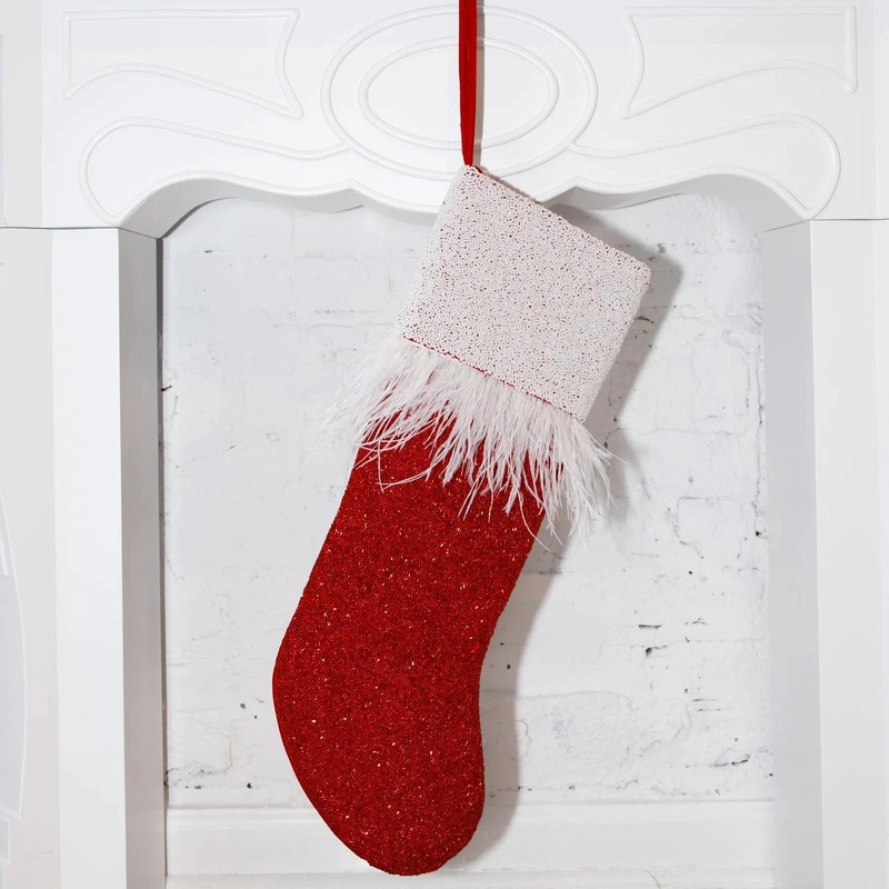 Classic Christmas – Feather Two Toned Santa Stocking (ITES x Sami Riccioli)