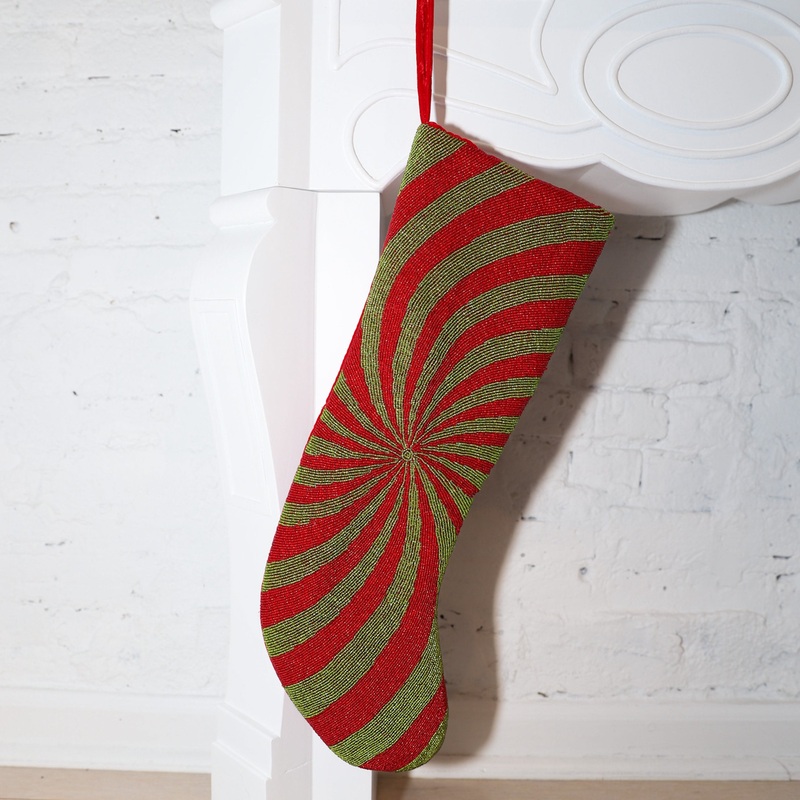 Classic Christmas – Swirl Stocking, Green & Red (ITES x Sami Riccioli)